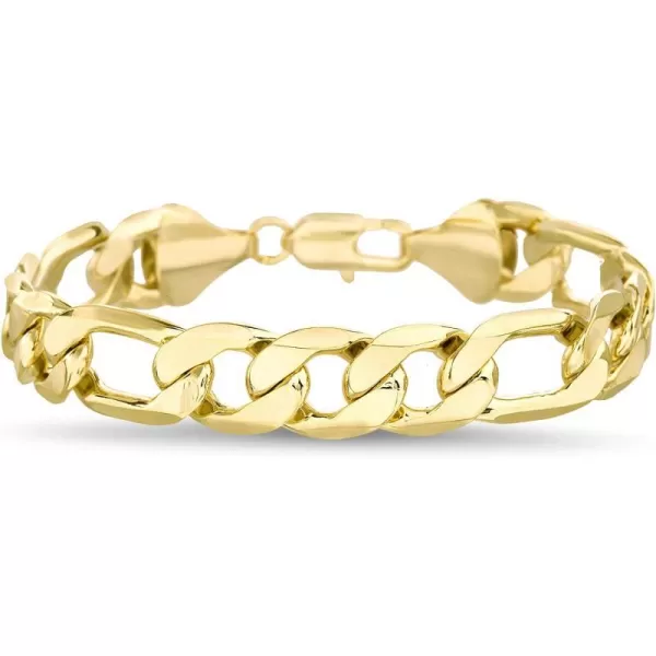 Nautica 14K Gold Plated Brass Flat Link Figaro Curb Chain Bracelet for Men and Women3 mm 75 in