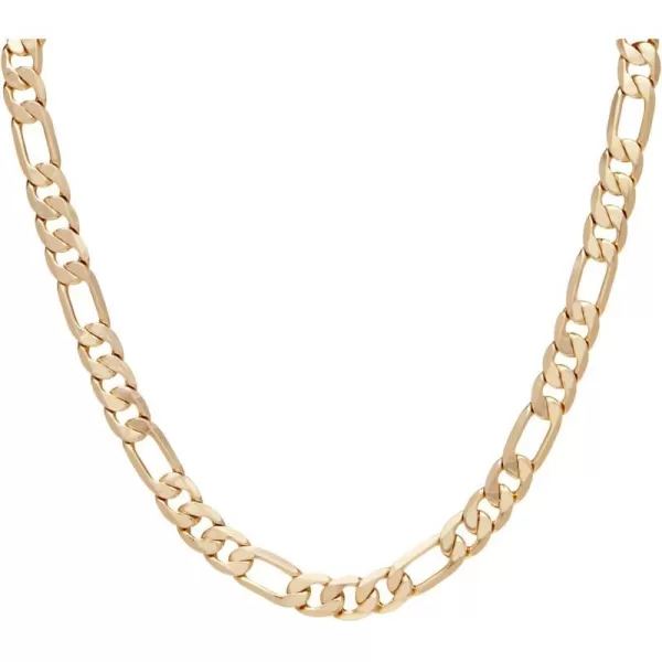 Nautica 14K Gold Plated Brass Necklace  Figaro Flat Link Curb Chain Necklace for Men and Women16 in 10 mm