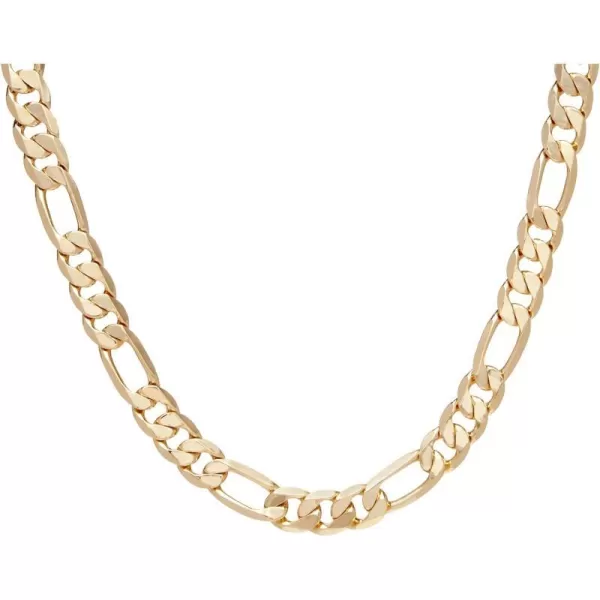 Nautica 14K Gold Plated Brass Necklace  Figaro Flat Link Curb Chain Necklace for Men and Women16 in 11 mm