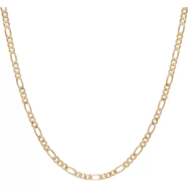 Nautica 14K Gold Plated Brass Necklace  Figaro Flat Link Curb Chain Necklace for Men and Women16 in 4 mm