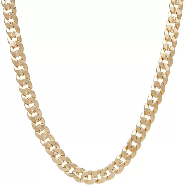 Nautica 14K Gold Plated Brass Necklace  Miami Cuban Flat Link Curb Chain Necklace for Men and Women16 in 10 mm