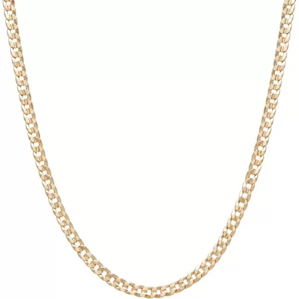 Nautica 14K Gold Plated Brass Necklace  Miami Cuban Flat Link Curb Chain Necklace for Men and Women16 in 4 mm