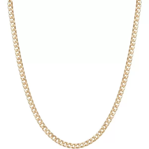 Nautica 14K Gold Plated Brass Necklace  Miami Cuban Flat Link Curb Chain Necklace for Men and Women18 in 4 mm