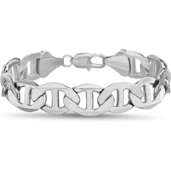 Nautica 1mm  25mm Anchor Chain Bracelet for Men or Women in Rhodium Plated Brass25mm