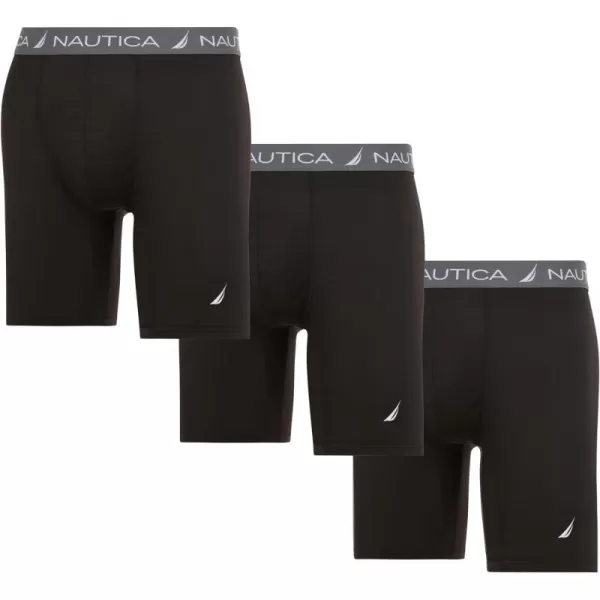 Nautica 3Pack Mens Base Layer Short Breathable Performance Compression Shorts Men Under Layer Thigh Chafing PreventionBlack