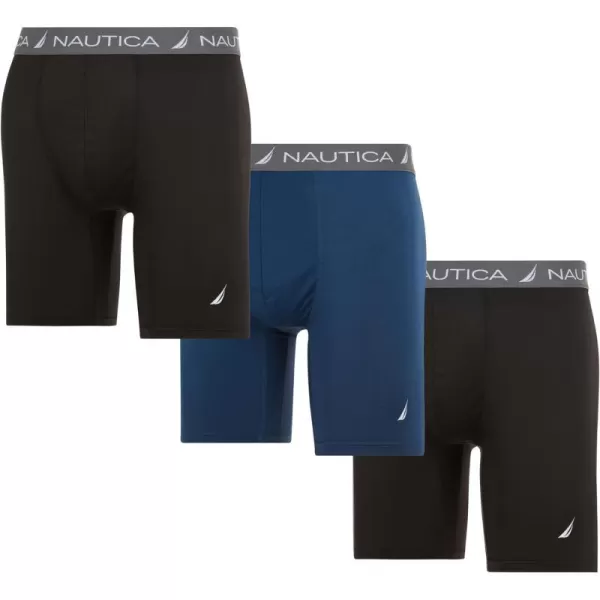 Nautica 3Pack Mens Base Layer Short Breathable Performance Compression Shorts Men Under Layer Thigh Chafing PreventionBlackBlackNavy