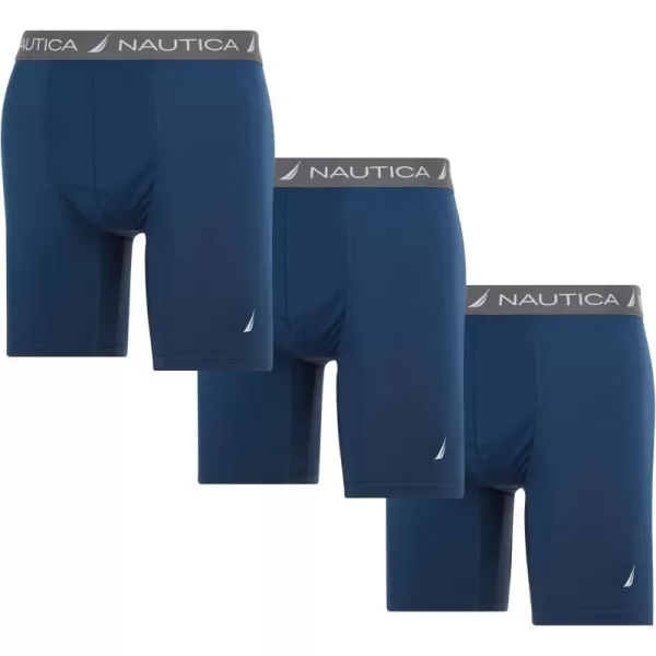 Nautica 3Pack Mens Base Layer Short Breathable Performance Compression Shorts Men Under Layer Thigh Chafing PreventionNavy