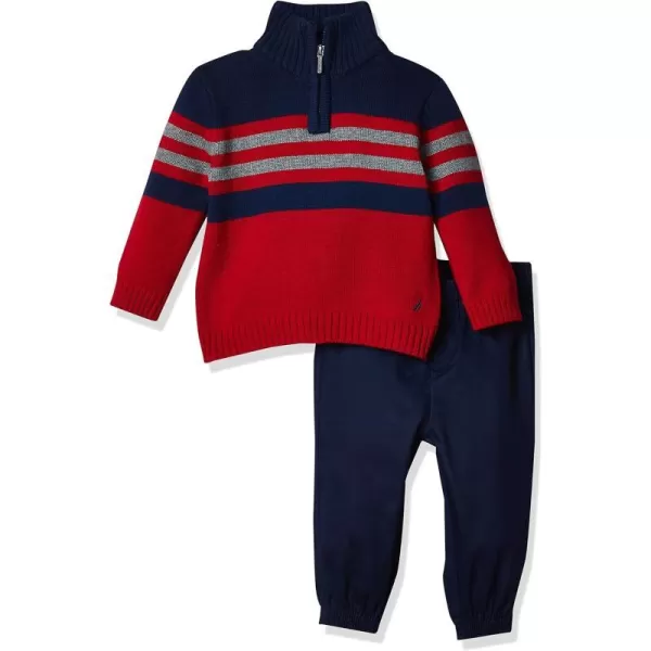 Nautica Baby Boys 2Piece Pullover Sweater and Pants SetTrack Red