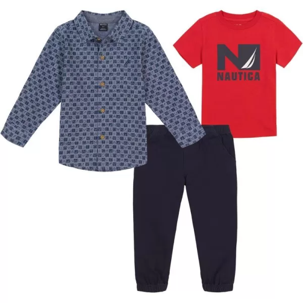 Nautica Baby Boys 3 Pieces Pant SetNavy BlazerBarbados Cherry