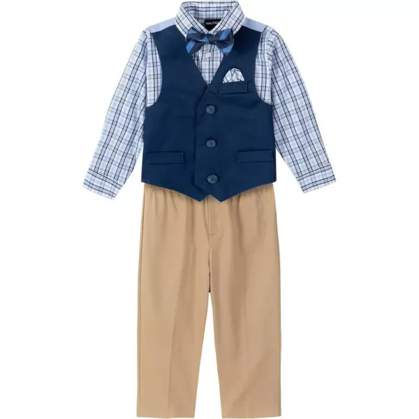 Nautica Baby Boys 4Piece Set with Dress Shirt Vest Pants and TieFlag Blue