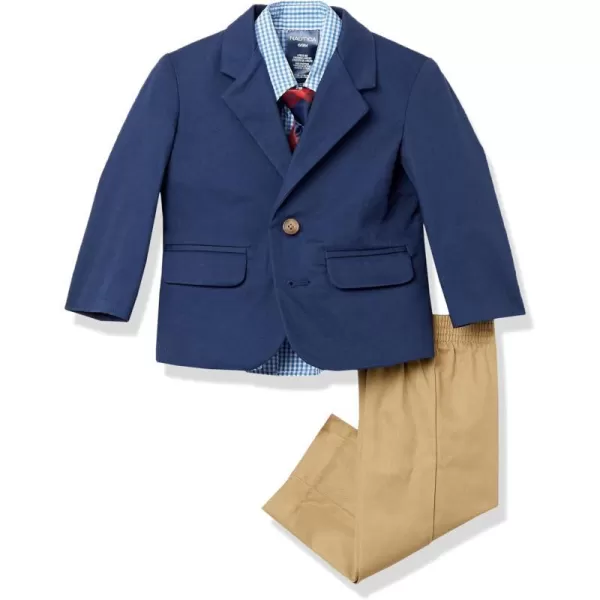 Nautica Baby Boys 4Piece Suit Set with Dress Shirt Jacket Pants and TieNavyKhaki