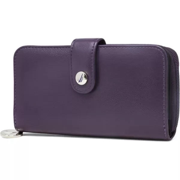 Nautica Be Shore Womens Wallet RFID Blocking Zip Around Clutch Black BuffPlum