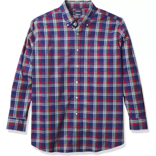 Nautica Big  Tall Mens Big and Tall Classicfit WrinkleResistant Plaid ShirtBlue Depths