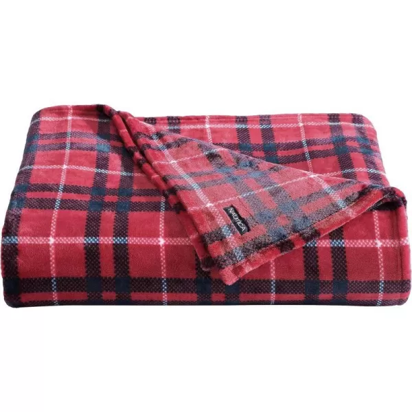 Nautica Blanket Plush Fleece Bedding Home Decor for All Seasons Queen Northsail Plaid NavyKing Winter Tattersall Red