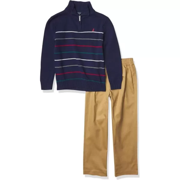 Nautica Boys 2Piece Quarter Zip Pullover Sweater and Pants SetRetro Fox Navy