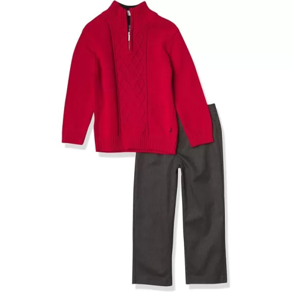 Nautica Boys 2Piece Quarter Zip Pullover Sweater and Pants SetRoasted Rouge