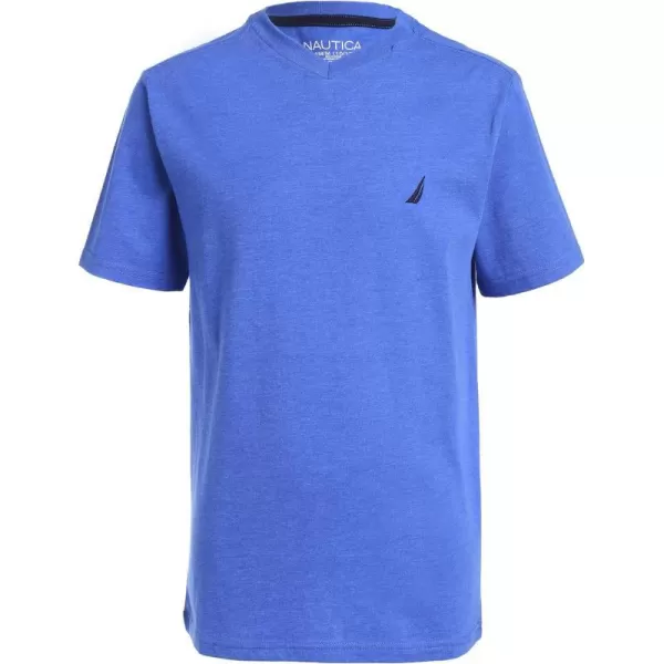 Nautica Boys Big Short Sleeve Solid VNeck TShirtBlue Heather