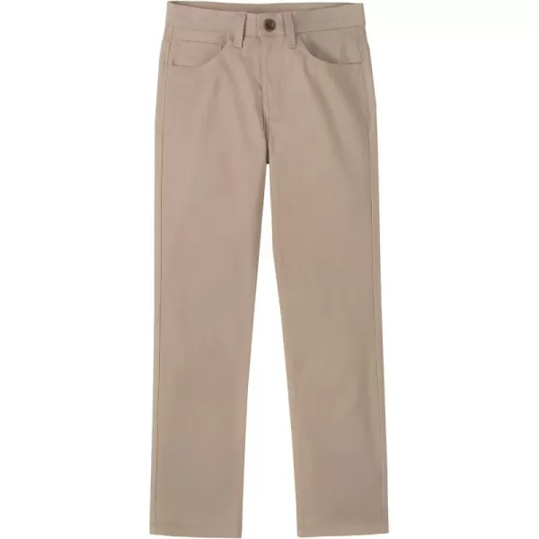 Nautica Boys Flat Front Stretch Twill Chino Khaki PantKhaki 5pocket