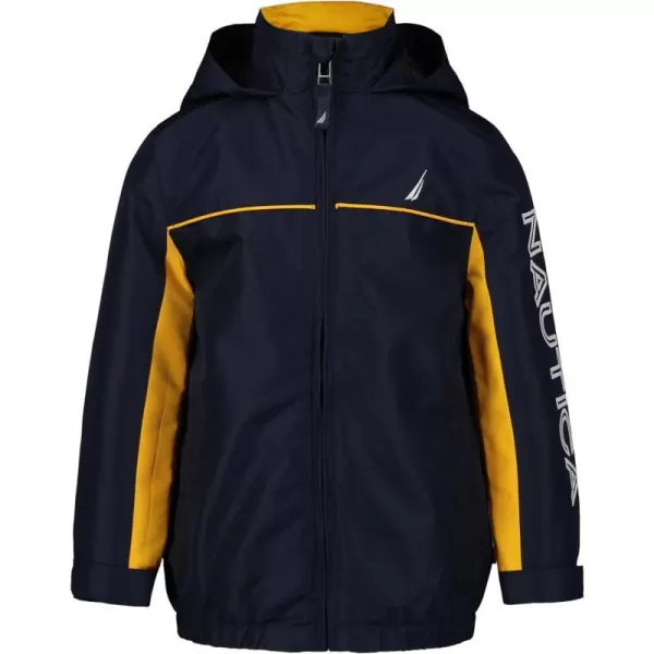 Nautica Boys Light Weight Anchor Jacket with Stowable HoodSport NavyYellow