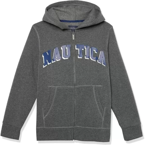 Nautica Boys Long Sleeve Fleece Full Zip HoodieCoal Heather Solid