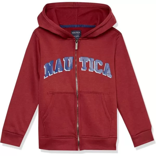 Nautica Boys Long Sleeve Fleece Full Zip HoodieRhubarb Solid