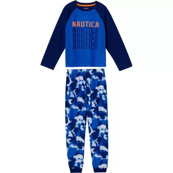 Nautica Boys Pajama Pants and Long Sleeve Sleep Shirt for Kids 2 Piece Top and Bottom Boys Pajamas Kids Sleepwear SetBluenavy