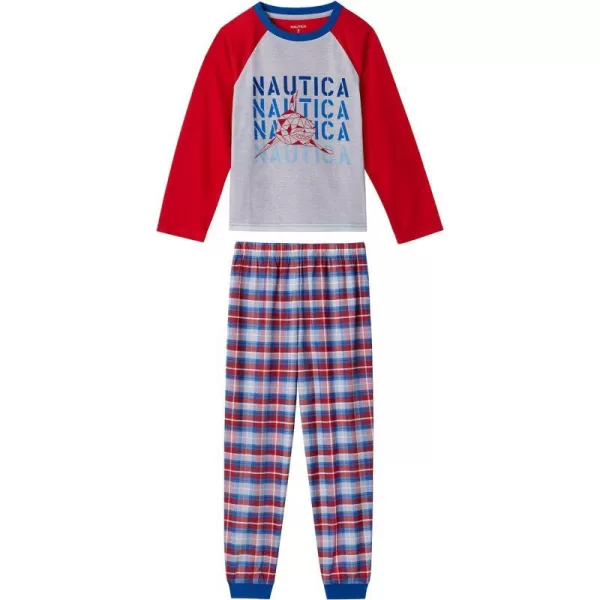 Nautica Boys Pajama Pants and Long Sleeve Sleep Shirt for Kids 2 Piece Top and Bottom Boys Pajamas Kids Sleepwear SetRedplaid