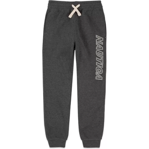 Nautica Boys Pullon Fleece Jogger Sweatpant Drawstring ClosureMove Coal Heather