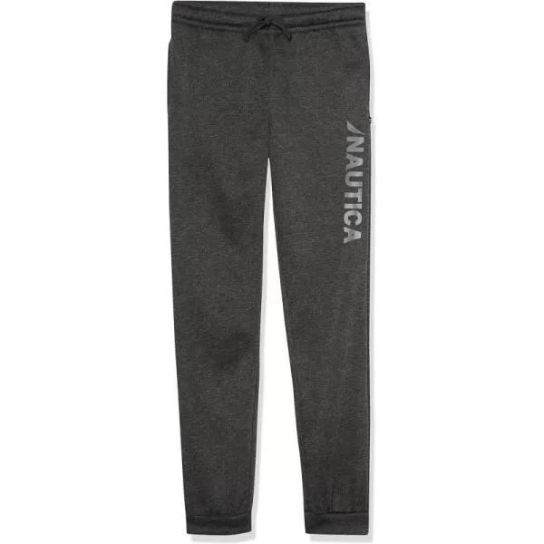 Nautica Boys Pullon Fleece Jogger Sweatpant Drawstring ClosureStacked Coal Heather