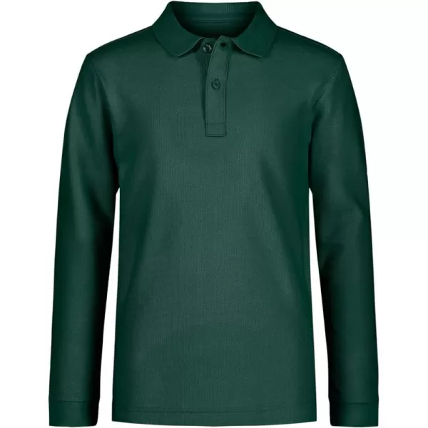 Nautica Boys School Uniform Long Sleeve Polo Shirt Button Closure Comfortable Breathable FabricHunter