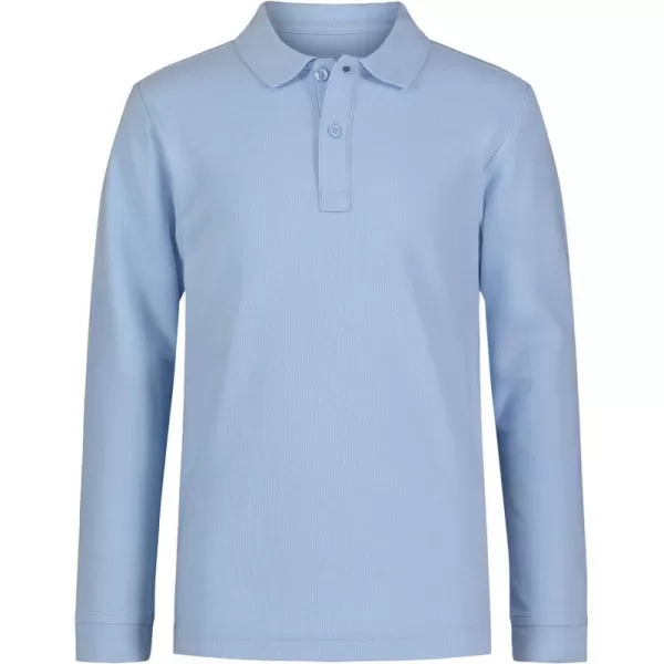 Nautica Boys School Uniform Long Sleeve Polo Shirt Button Closure Comfortable Breathable FabricLight Blue