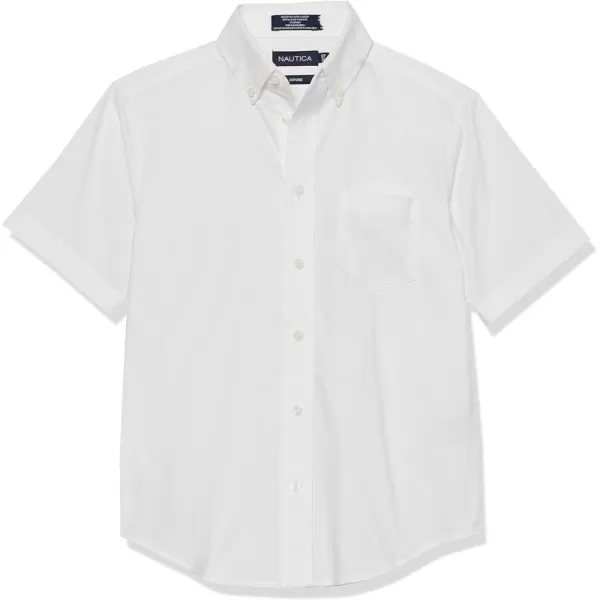 Nautica Boys School Uniform Short Sleeve ButtonDown Oxford Shirt Chest Pocket Breathable FabricWhite