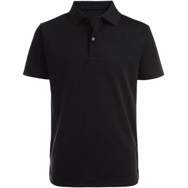 Nautica Boys School Uniform Short Sleeve Polo Shirt Button Closure Moisture Wicking Performance MaterialBlack