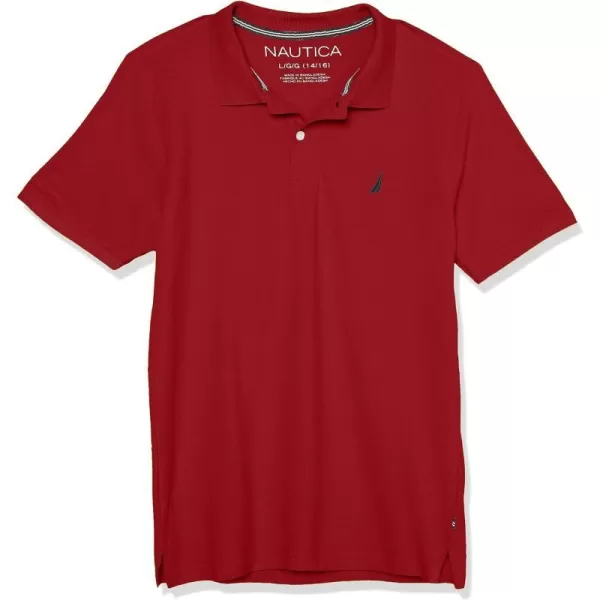 Nautica Boys Short Sleeve Anchor Polo Button Closure Soft  Comfortable Pique FabricBiking Red