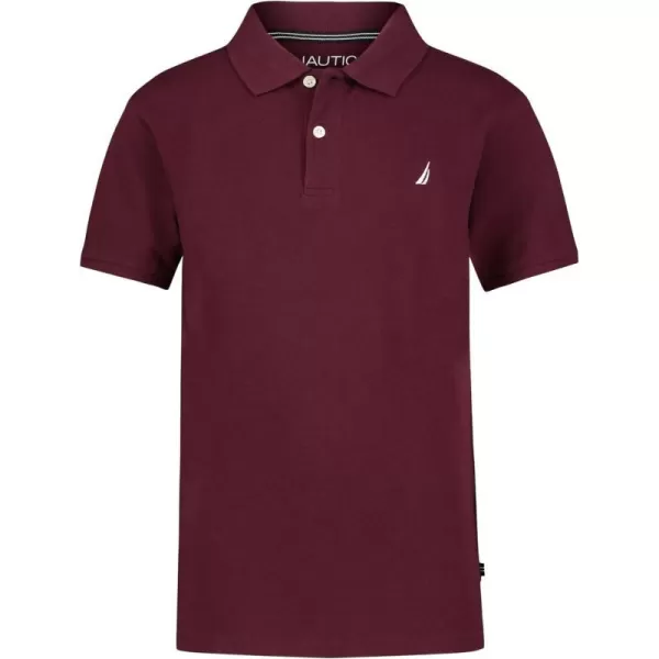 Nautica Boys Short Sleeve Anchor Polo Button Closure Soft  Comfortable Pique FabricBurgundy