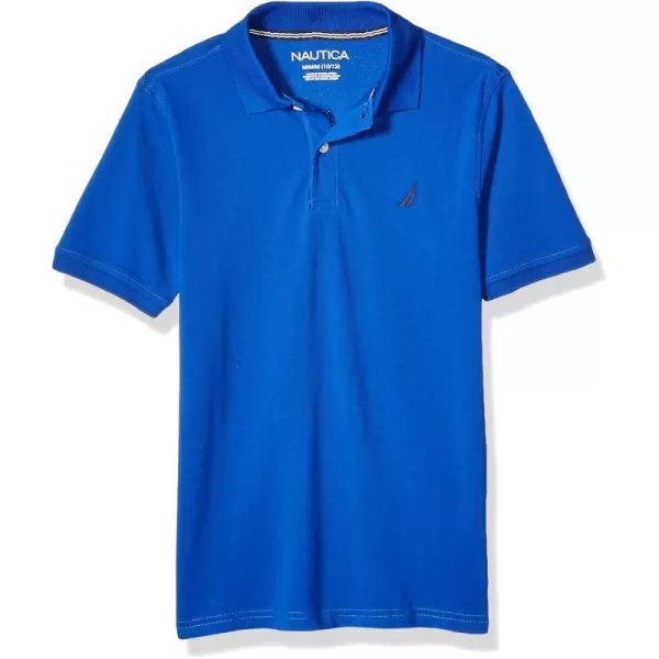 Nautica Boys Short Sleeve Anchor Polo Button Closure Soft  Comfortable Pique FabricCobalt