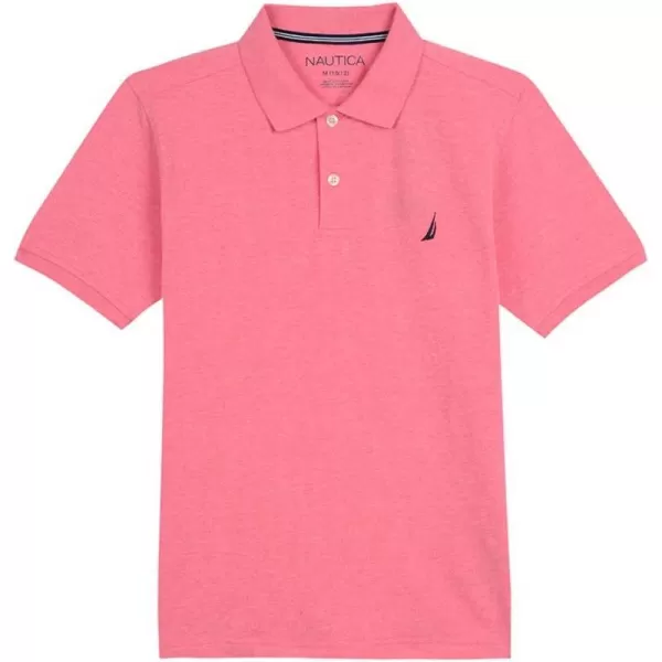 Nautica Boys Short Sleeve Anchor Polo Button Closure Soft  Comfortable Pique FabricDark Coral Cb26