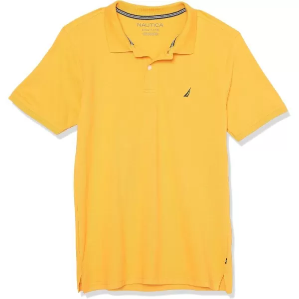 Nautica Boys Short Sleeve Anchor Polo Button Closure Soft  Comfortable Pique FabricGolden Rod