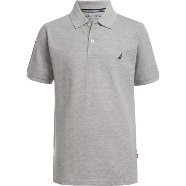 Nautica Boys Short Sleeve Anchor Polo Button Closure Soft  Comfortable Pique FabricGrey Heather