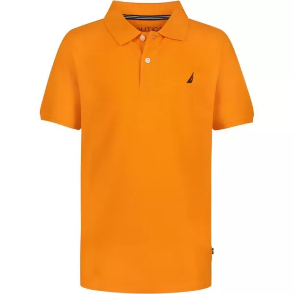 Nautica Boys Short Sleeve Anchor Polo Button Closure Soft  Comfortable Pique FabricPersimmon