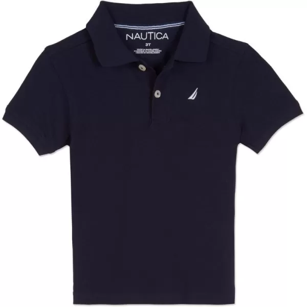 Nautica Boys Short Sleeve Anchor Polo Button Closure Soft  Comfortable Pique FabricSport Navy