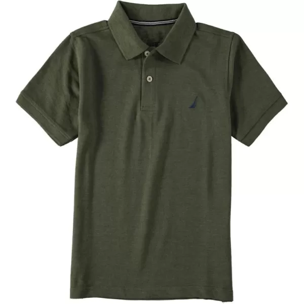 Nautica Boys Short Sleeve Anchor PoloBurnt Olive Heather