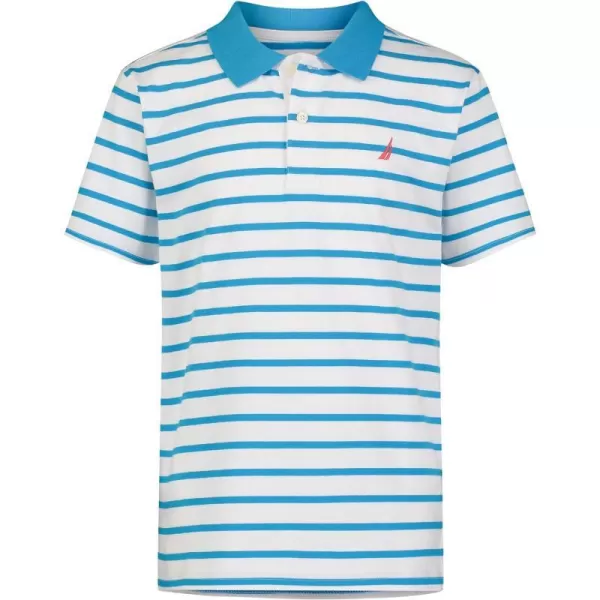 Nautica Boys Short Sleeve Fashion Polo Button Closure Soft  ComfortableCoast Stripe Hawiian Ocean