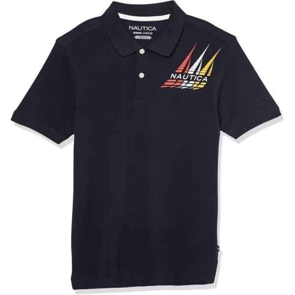 Nautica Boys Short Sleeve Fashion Polo Button Closure Soft  ComfortableMotion Sport Navy