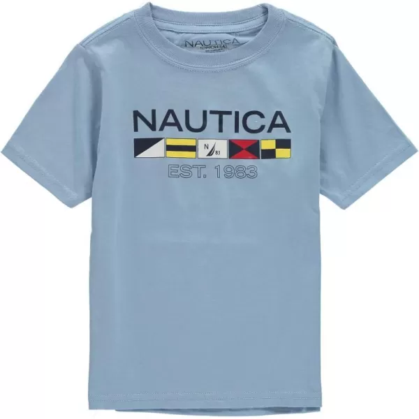 Nautica Boys Short Sleeve Graphic Crew Neck TShirtBlue BellFlags