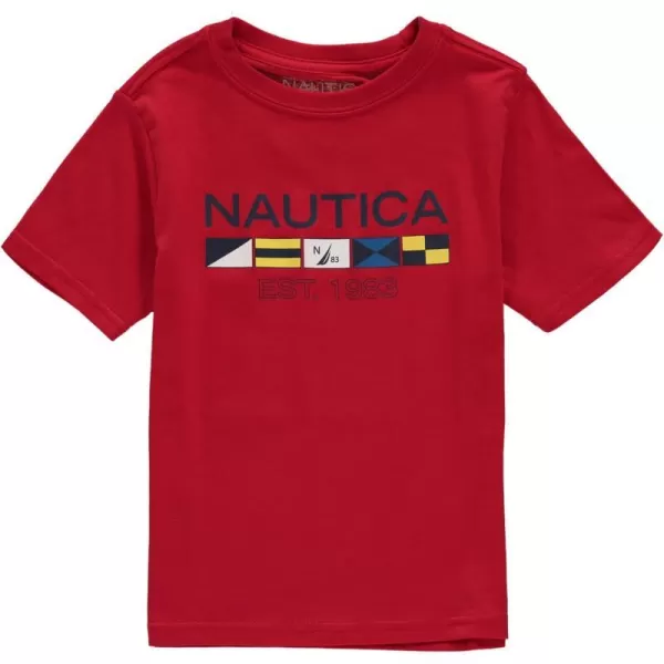 Nautica Boys Short Sleeve Graphic Crew Neck TShirtCarmineFlags