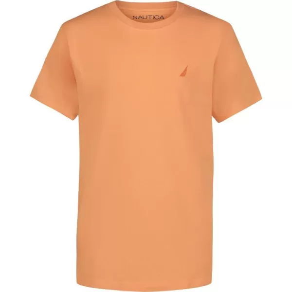 Nautica Boys Short Sleeve Solid Crew Neck TShirtOrange Sorbet