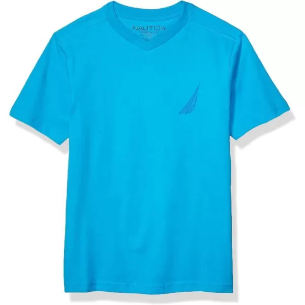 Nautica Boys Short Sleeve Solid VNeck TShirtCurrent Ocean Ca76