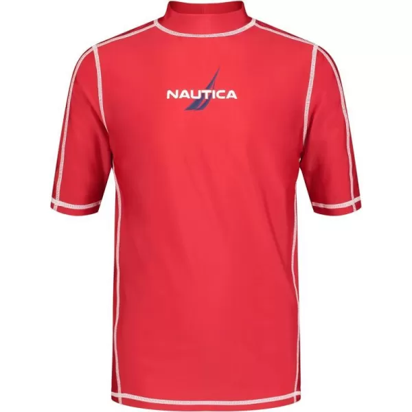 Nautica Boys Short Sleeve Swim Rashguard with UPF 50 Sun ProtectionCarmine