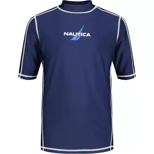 Nautica Boys Short Sleeve Swim Rashguard with UPF 50 Sun ProtectionJ Navy